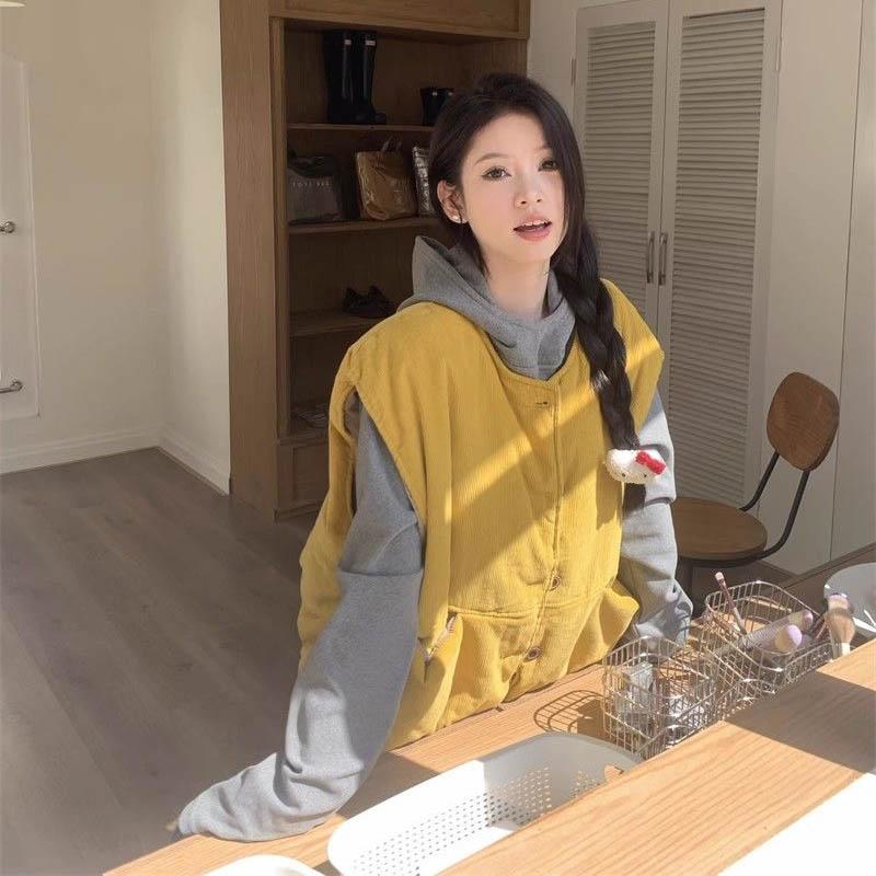 Vest for Women Cotton Winter Sleeveless Tops Vest Oversize Thickened Down Casual V-neck Vest