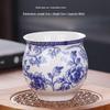Blue and White Porcelain Heat-Insulating Ceramic Tea Cup - Large Anti-scalding Double-Walled Design for Home Use