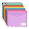 Subject Sorting File Organizer Plastic Folder with Label Pocket, Hook And Loop Closure Clear Push-type Round Buckle Poly Envelope Document Folder,