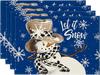 Black Snowman Snowflakes Let it Snow Winter Placemats Set of 4 12x18 Inch Christmas Table Mats for Party Kitchen Dining Decor