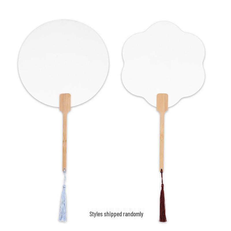 Ручной лакированный круглый бамбуковый веер с каллиграфией в древнем стиле на рисовой бумаге