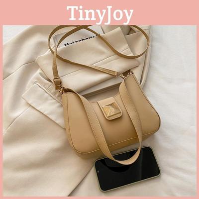 Simple Solid Color Gold Buckle Decoration Women Casual Shoulder Bag For Women Outfits