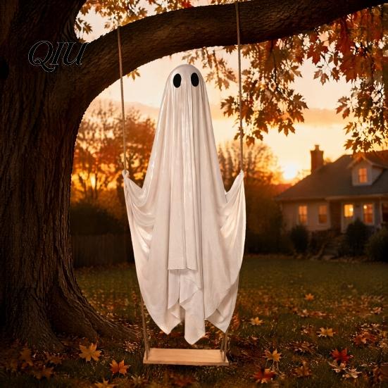Patio Tree Decorations Halloween Hanging Swing Ghost Decoration, Light Up Large Spooky Creepy Outdoor Figures On A for Outside Garden Yard Porch Decor