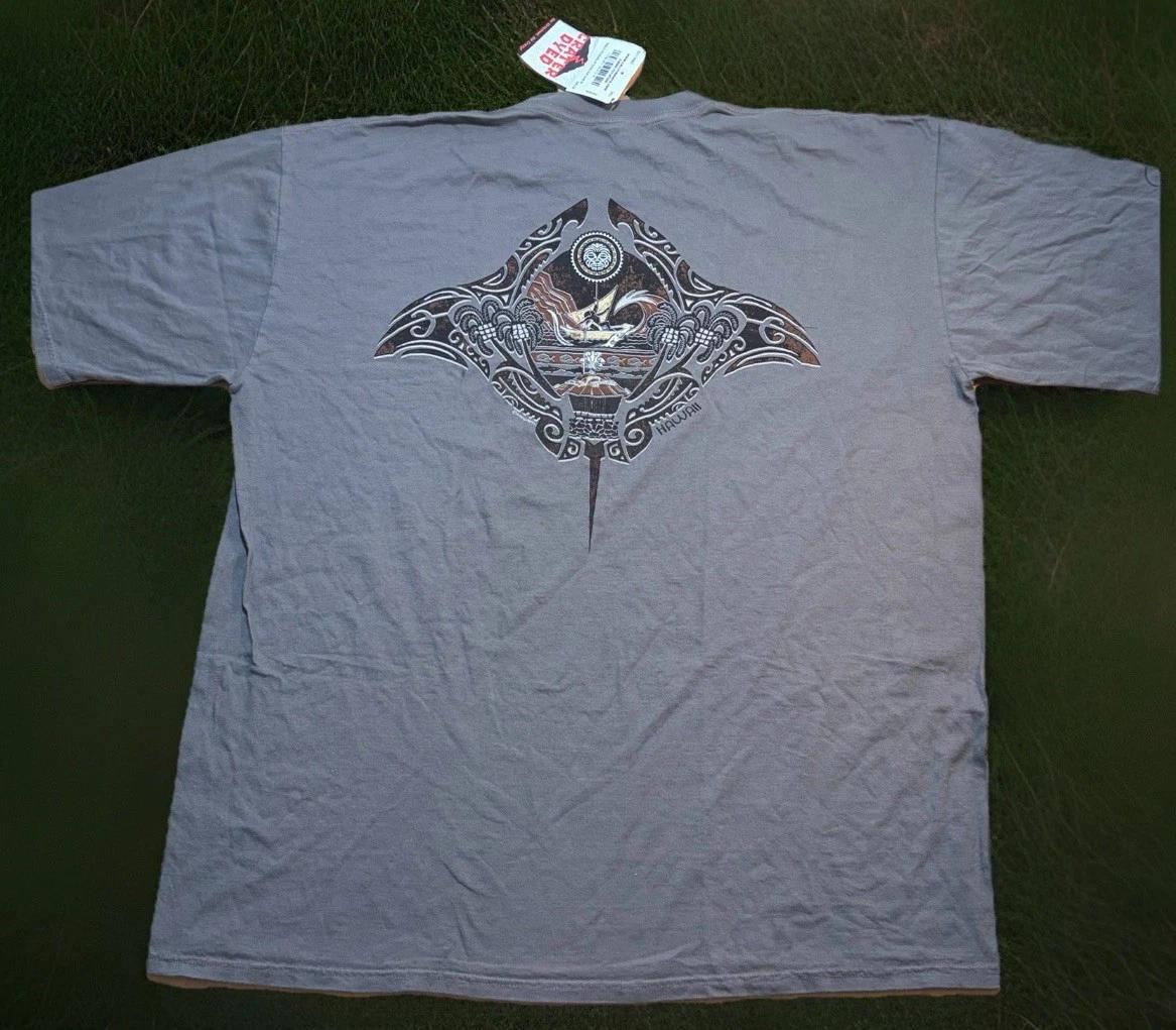 Crazy Shirts Hawaii Maui Sting Ray T-Shirt XXL Crater Dyed NWT Tribal New 2XL 2XL