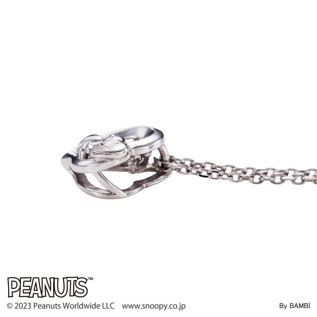 Snoopy PEANUTS Necklace 925 Silver Surgical Stainless Steel Cubic Zirconia Dancing Stone PNSS002RD [White Clover]