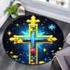 1pc Soft, Absorbent & Non Slip Cross Covered with Flowers Round Rug Soft Circle Rug for Living Room & Bedroom Decor, Chair Mats, and Unforge