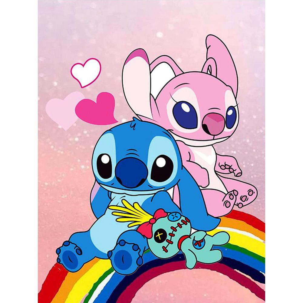 

5D DIY Алмазная Живопись Полный Набор Лило и Стич Круглые Мозаичные Картины для Интерьера Полная Круглая Round 20x30cm