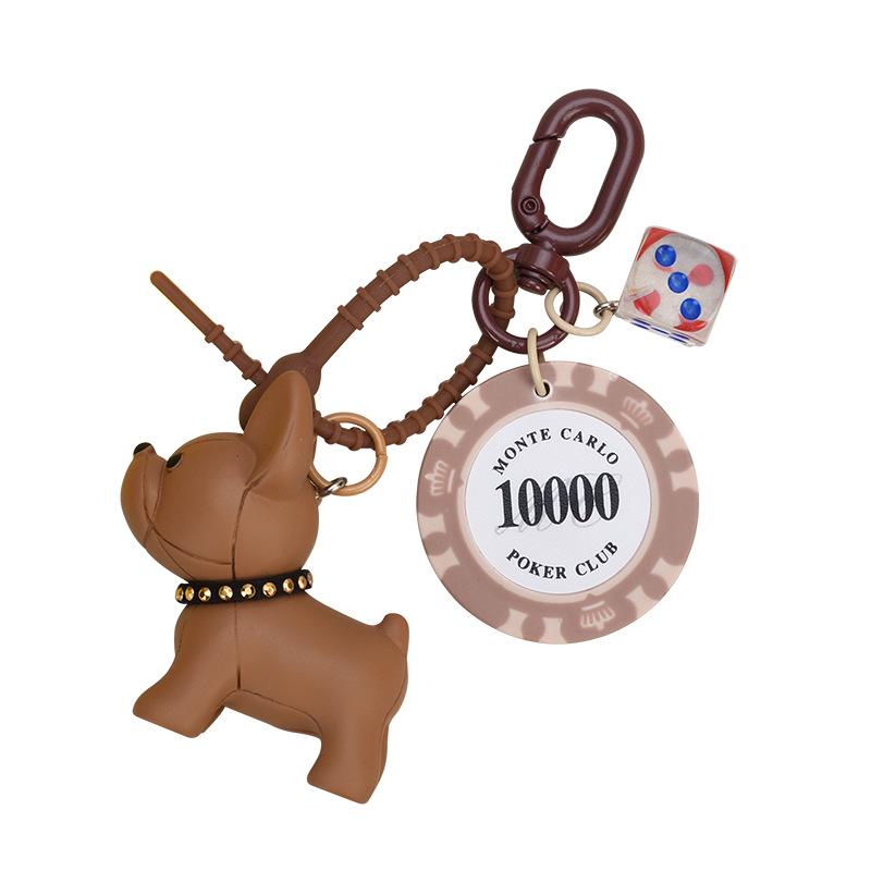 3D French Bulldog Keychain - Cute Dog Figurine for Bags & Cars, Small Gift Pendant