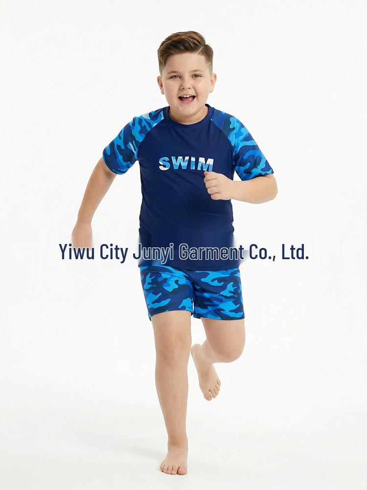2026 Boys' Split-Piece Quick-Dry Sun Protective Swimsuit Set for Older Kids