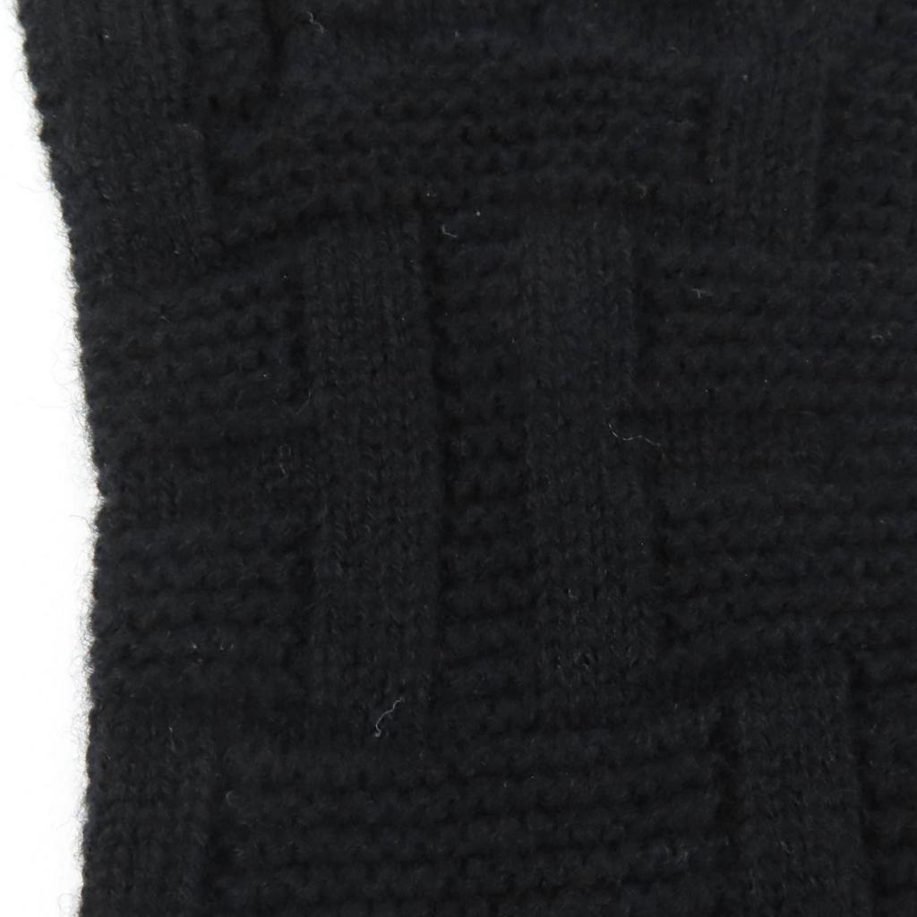 Excellent HERMES Gloves Serie Metal H Design Knit Gloves Black Wool Mens S Used