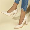 Fashion Patent Leather High Heels Women Spring New Shallow Block Heel Non-slip Elegant Pointed Toe Shallow Mouth Non-tiring Foot Shoes