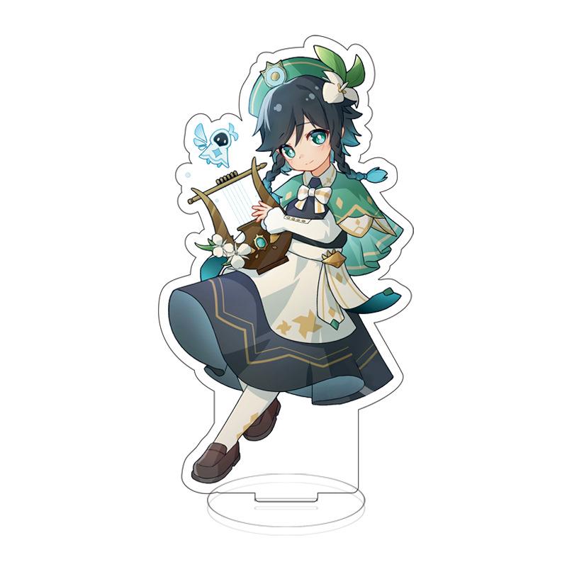 

Genshin Impact Q версия фигурка подставка модель пластина Keqing Qiqi YanFei Venti Hutao стоячий знак милый тематический брелок для горничной 8