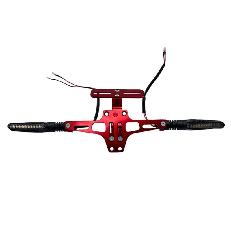 Easy To Install Motorcycle Adjustable Plate Holder Bracket with Integrated Lighting Turn Indicators and License Light