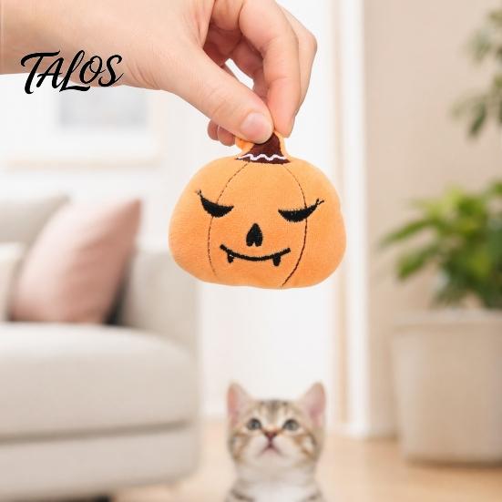 Plush Cat Toys Durable Halloween Pumpkin Catnip Toy for Cats, Bat Ghost Spider Kicker with Long Lasting Bell, Chewing Play Kittens, Stress Relief