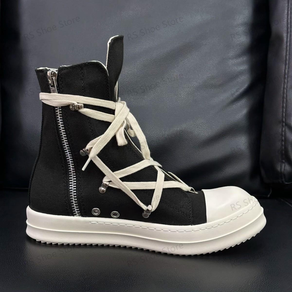 Bottes Toile Noire Style Classique Ro Hautes Chaussures Homme Chaussures Décontractées Fermeture Éclair Premium Bottines Baskets Entraîneurs Femme Entraîneur S 38