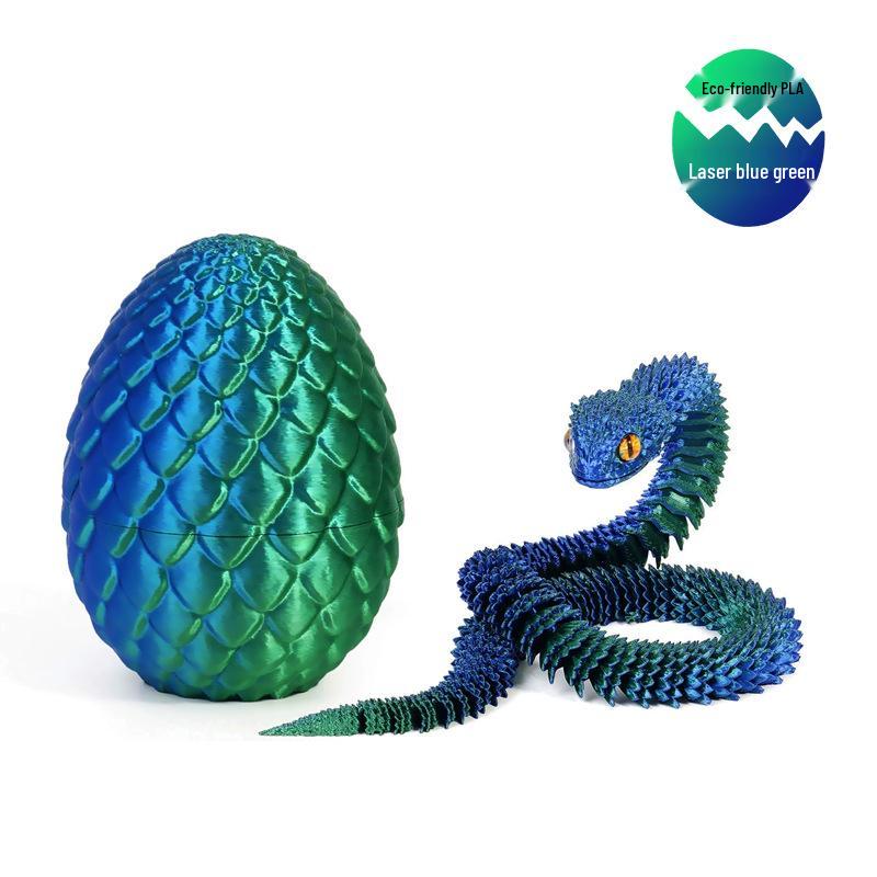 3D Printed Movable Viper Snake Model Toy - Flexible Simulation Animal Doll