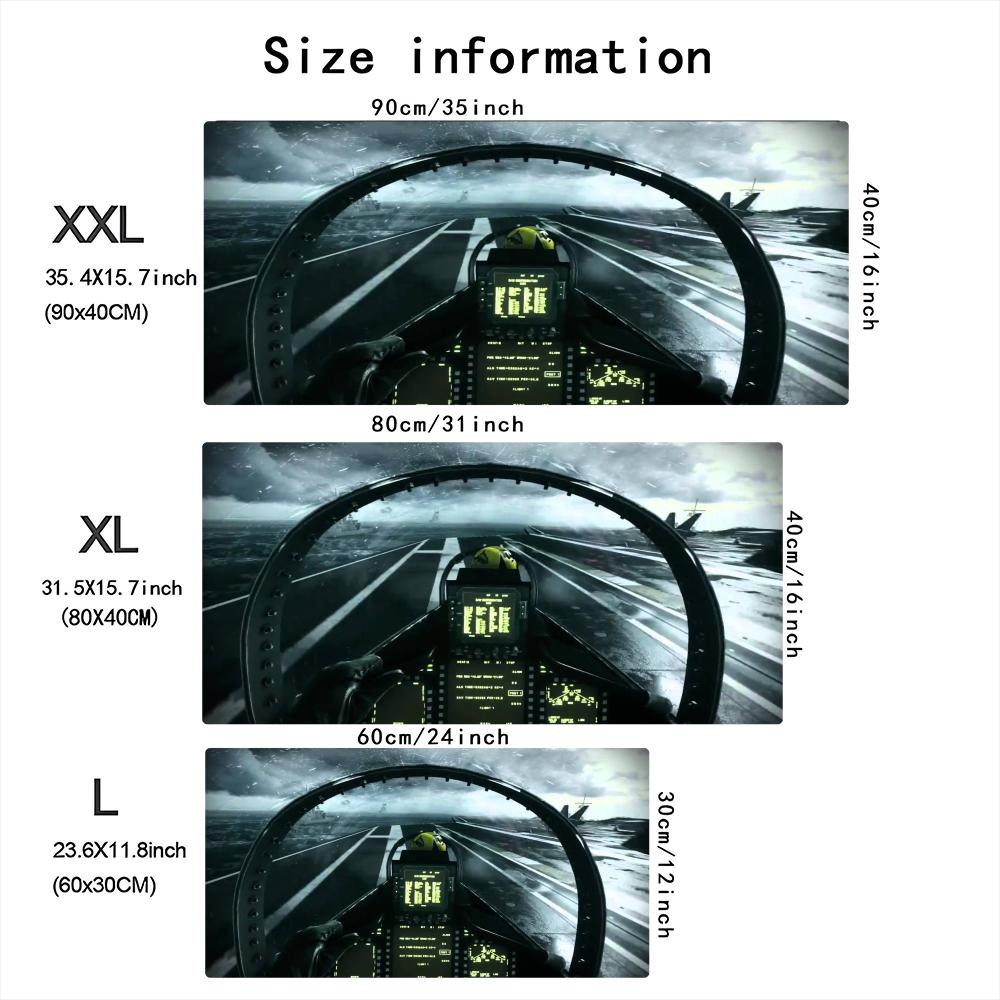 Large Extended Military Aircraft Cockpit Mouse Pad Thick Non‑Slip Rubber Mat For Precise Mouse Control Gaming Laptop Computer