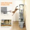 170 Cm Large Cat Tree, Cat Tower with 7 Scratching Posts, Tunnel, 2 Condos, Hammock, Perch, Ramp, Pompoms, Light Grey