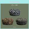 Trendy Leopard Print Beret For Women Cozy Wool Fabric Stylish Fall And Winter Hat