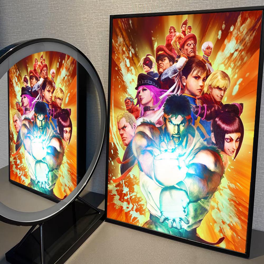 Spiel S-STREET F-FIGHTER Poster Anime Poster Klebend HD Qualität Wandkunst Retro Poster für Zuhause Kawaii Raumdeko