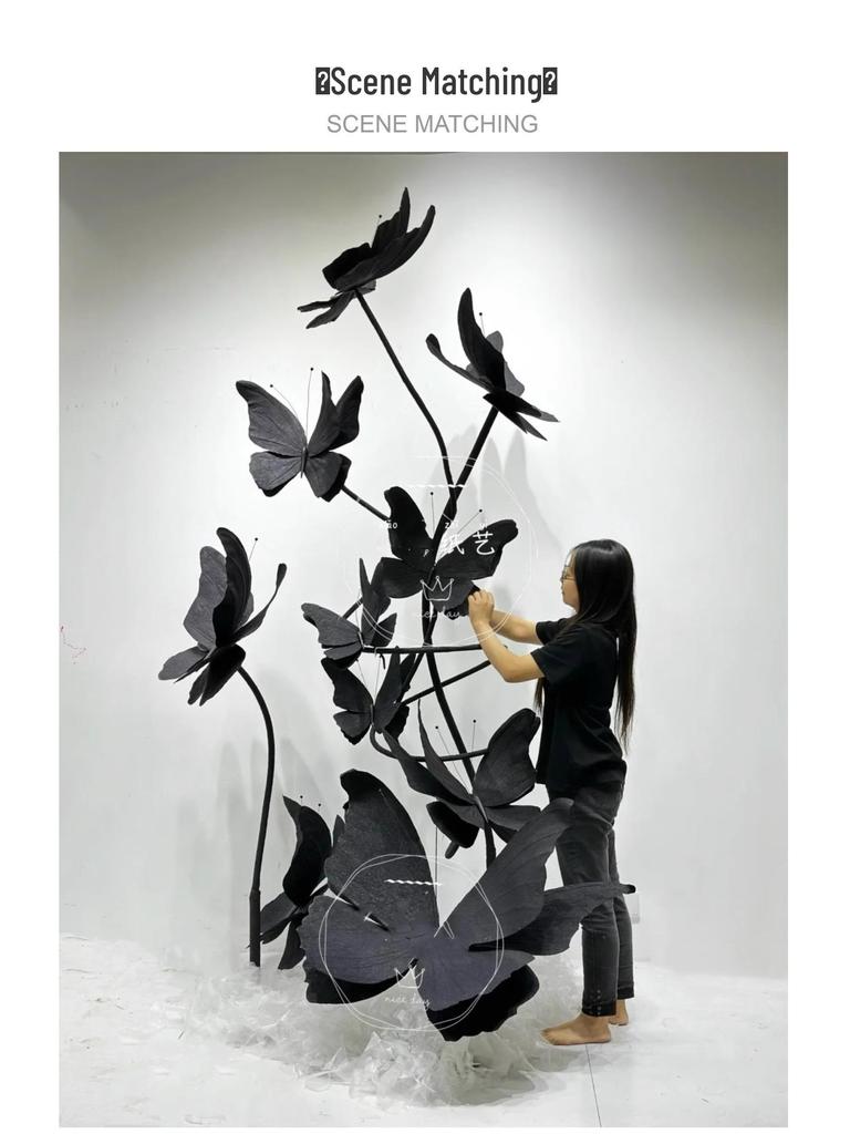 Large Pink Butterfly Art Set for Visual Merchandising, Window Decoration, Floral Display, and Hotel Landscaping