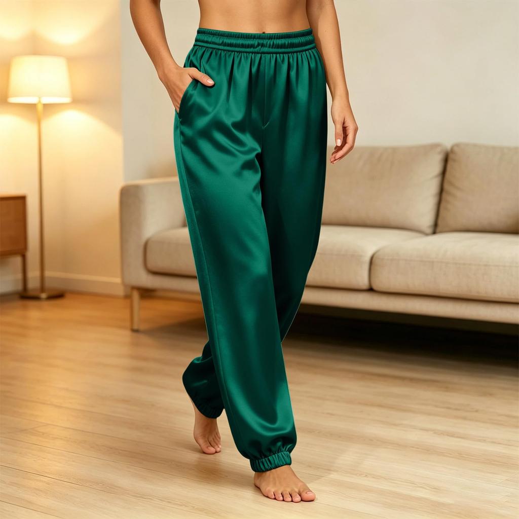 Pantaloni della tuta casual da donna a tinta unita, vestibilità larga, joggers con gamba affusolata