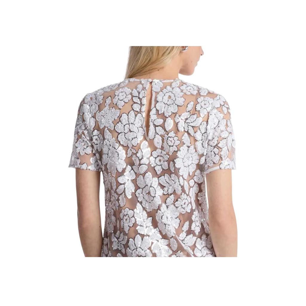 Michael Kors Floral Sequin Short Slim Fit Short Sleeve Dress Women dresses White MS582WRHDE-118