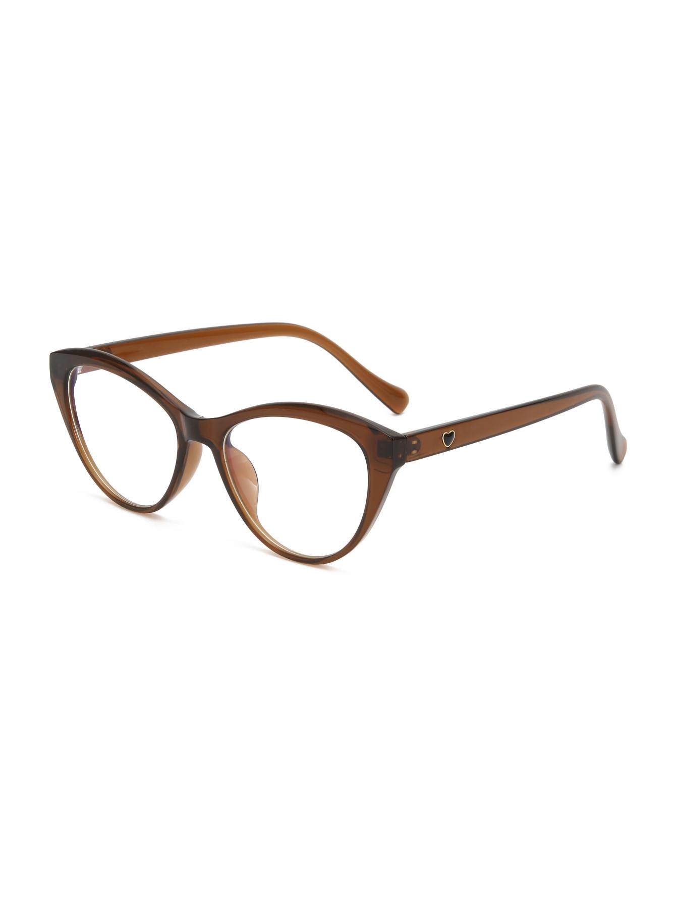 

Cat s-eye glasses with advanced heart black frame plain face and large frame can be matched with degree frame fashion glasses.