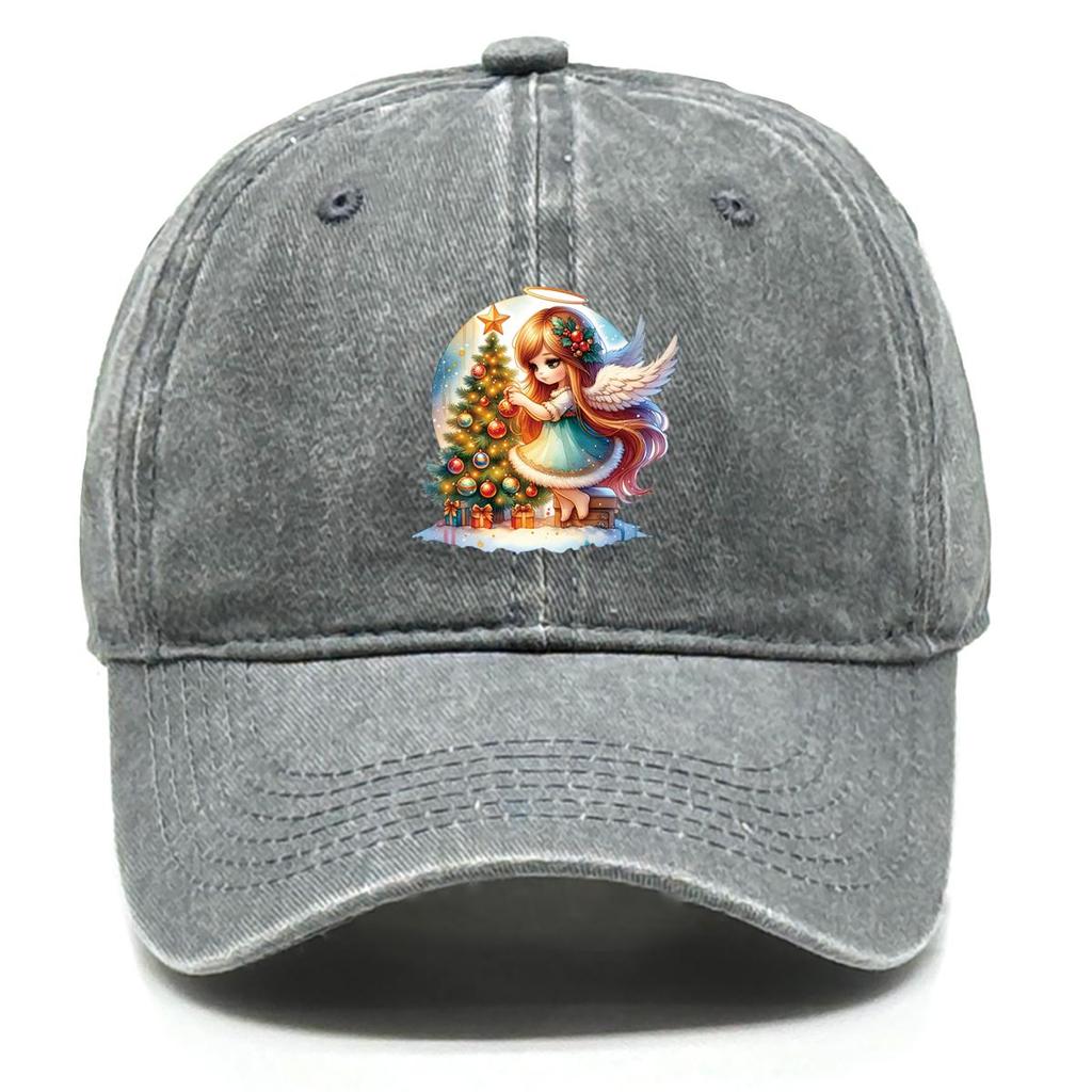 Angel Gift Print Snapback Baseball Cap, Trucker Hat Sunshade Fit Sun Visor Retro Adjustable Sun Hat