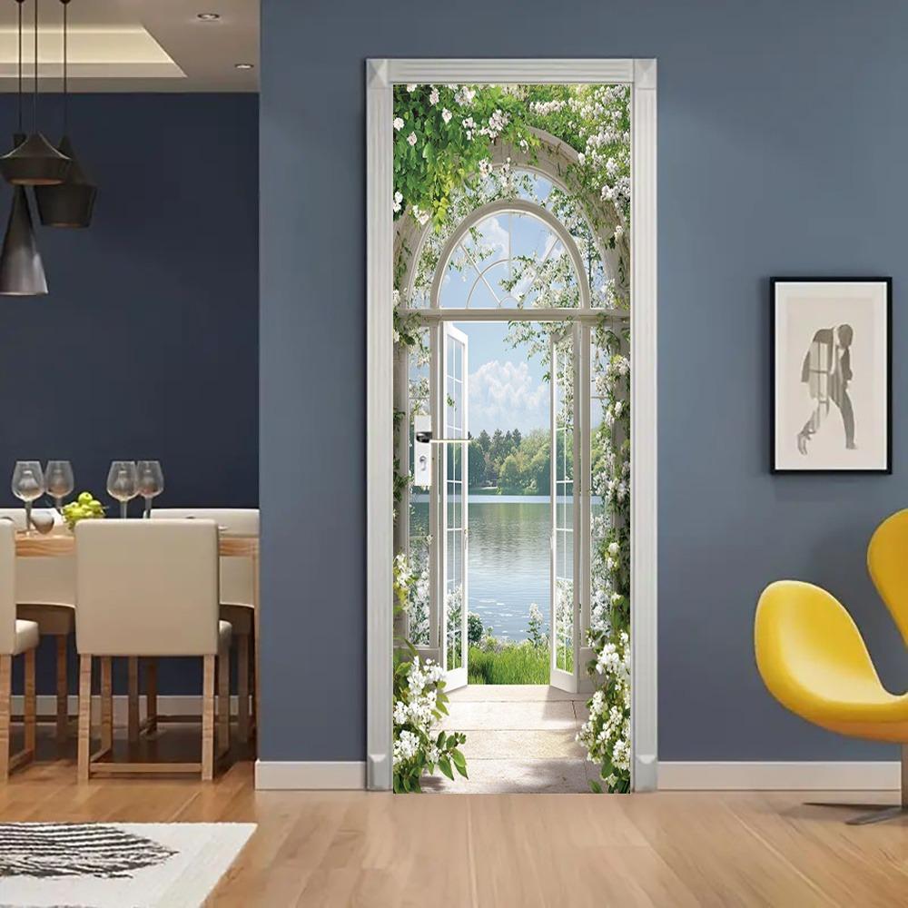 Vibrant Sunlight and Floral Self-Adhesive Wall Stickers - Living Room, Bedroom, and Office Decor Options | Modern Abstract Art Murals