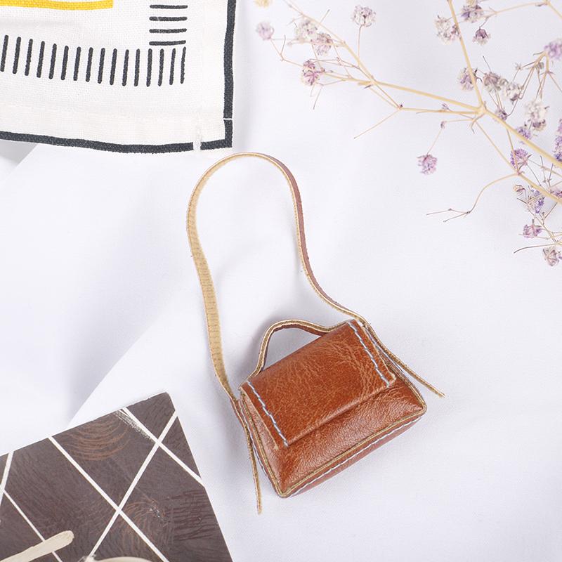 Fashion 1/6 1/12 Dollhouse Miniature Leather Suitcase Mini Bag Backpack Doll Luggage Box Handbag Shoulder Bag Leather Bag Purses