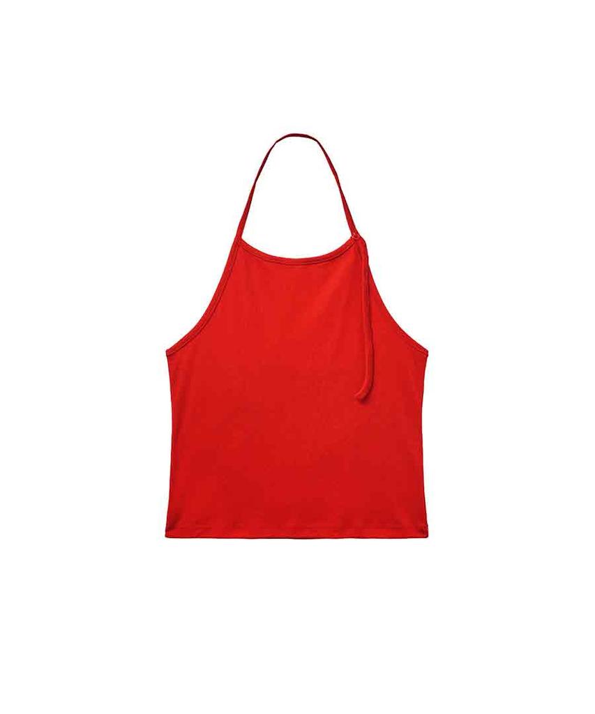 Lense Button Halter Lay-Up Sleeveless Red