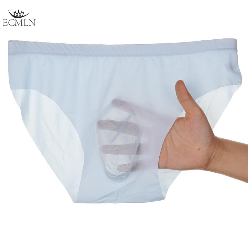 3D Men's Ice Silk Briefs Summer New Ultra-thin Transparent Seamless Sexy Quick-drying Trendy Breathable Underwear Panties