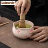 Peach Pink Bud Matcha Eight-piece Set Imitation Song Dynasty Ceramic Tea Hundred Play Tools Whisk Stand Bowl Set Ornaments Gift