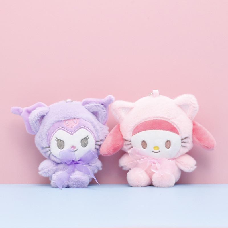 Adorable Sanrio Plush Toy Kuromi And Cinnamoroll Doll Cute Collectible Keychain For Girls