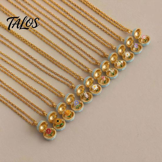 Comfortable Everyday Necklace Openable Oval Pendant Necklace, Dainty Birth Flower January To December Month Birthday Gift for Mom Wife Girlfriend