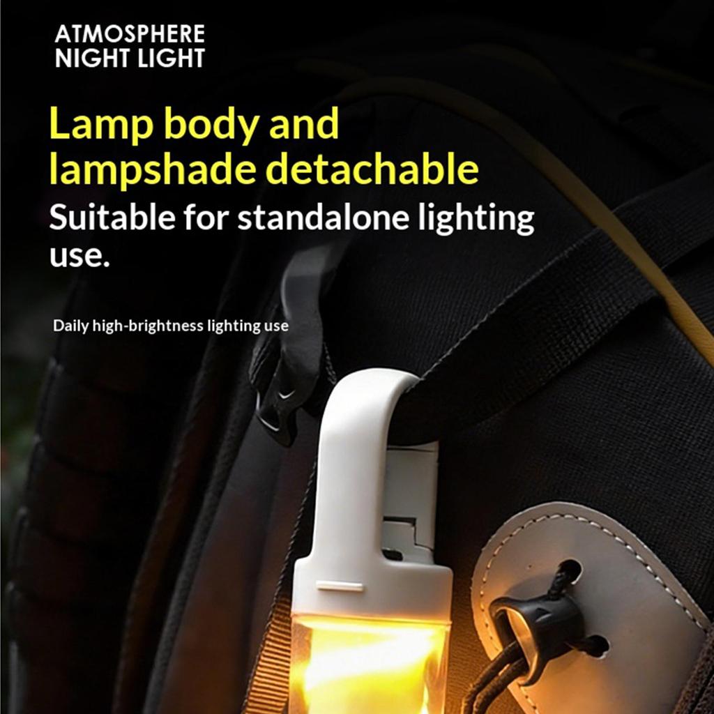 Detachable Camping Lamp Type C Charging 4 Modes Filament Breathing Light Bottom Screw Hole for Tent Bedroom
