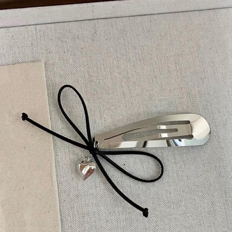 Schleifenherz-Anhänger Haarspange Metall-Druckverschluss Bunte Haarnadel für Damen und Mädchen Modisches Haaraccessoire