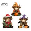 Artistic Home Decorations 3Pcs Highland Cow Figurine Resin Yak Statues for Thanksgiving Christmas Small Gifts Colleagues Farmhouse Tabletop