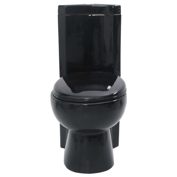 VidaXL Cuvette WC Céramique Noir Abattant WC Fermeture en Douceur Toilette 141134