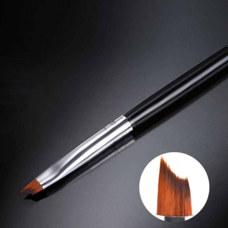 1Pcs French Tip Nail Brush Silver Black Handle Half Moon Shape Acrylic Painting Drawing Pen Nail Art Tool Nail Art Brush