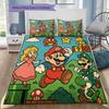 Juego de Ropa de Cama Completo de Super Mario Bros, 1 Funda Nórdica y 2 Fundas de Almohada, Adecuado para Dormitorio, Regalo Ideal para Fans