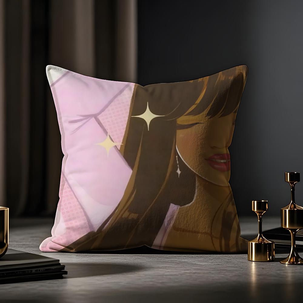 American-style Girls' Anime Cushion Cover Anti-dustmite Pillowcase Invisible Zipper Silky Short Plush Sofa Cushion Cover