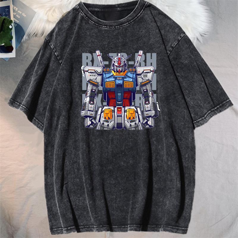 Anime GUNDAM Barbatos Graphic Printed Tshirt Mens and Womens Washed Tshirt High Quality Vintage Cotton Tshirt YK Top