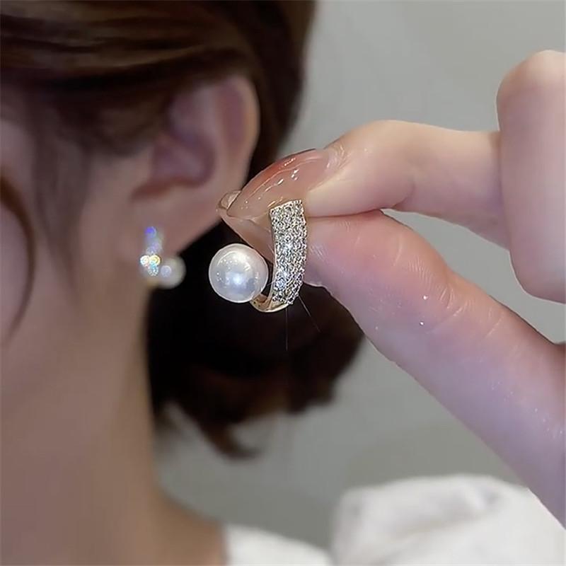 2025 Korean New Simple Temperament Circle Pearl Earrings Fashion Small Versatile Earrings Women's Jewelry