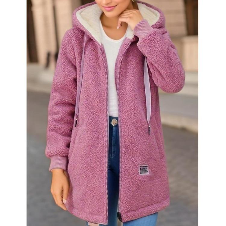 

Casual Loose Long Sleeve Thickening Fashion Coat Vintage Elegant Women Cardigan Sweater Overcoat M розовый