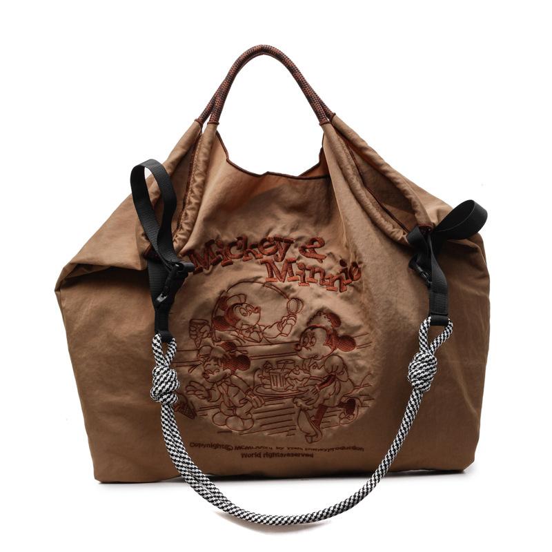 2025 Casual Art Canvas Bag Fashion Cartoon Embroidery Handbag Large Capacity Mickey Shoulder Bag Women's Bag