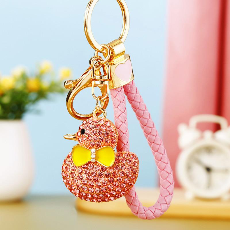 Charming Full Diamond Yellow Duck Keychain Cute Gift For Birthdays And Celebrations