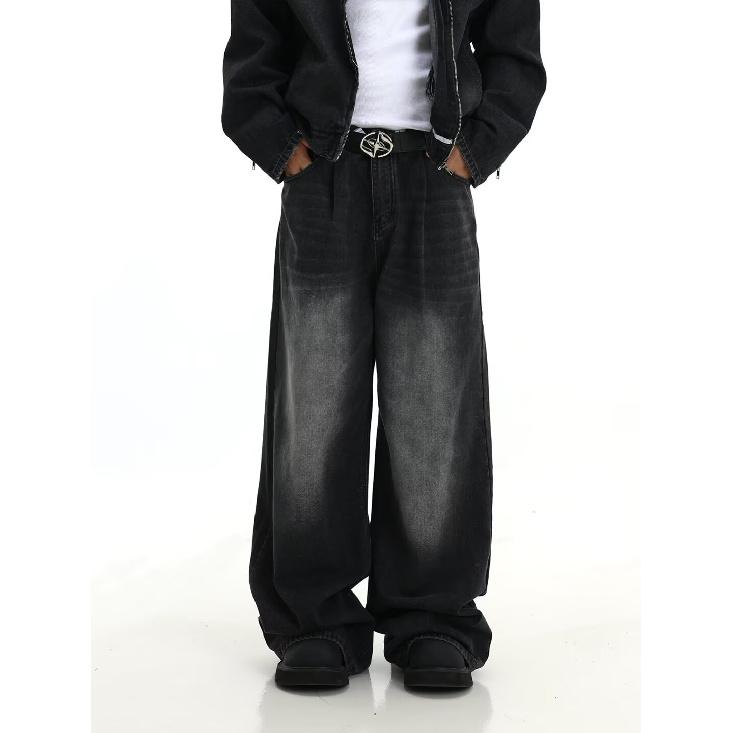 Retro Jeans Men'S Autumn New Style Explosive Street Hooligan Handsome Casual Pants For Teenagers Loose Straight Leg Wide Leg Men'S Pants