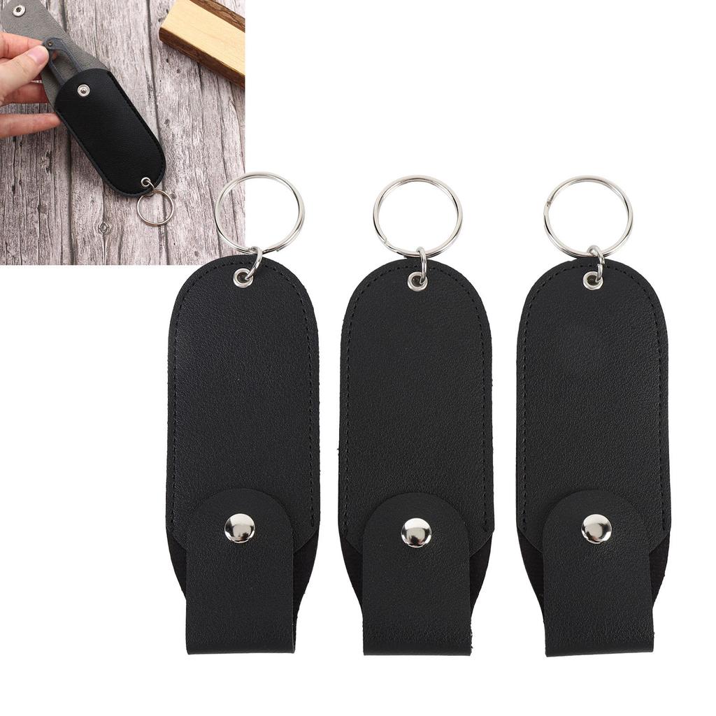 3ks Přívěsek na klíče držák na rtěnku PU kůže přenosný držák na rtěnku pouzdro na balzám na rty pro každodenní život
